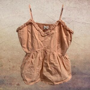 Jopna Delicate Peach Spaghetti-Strap Top with Ruffles and Smocking size M